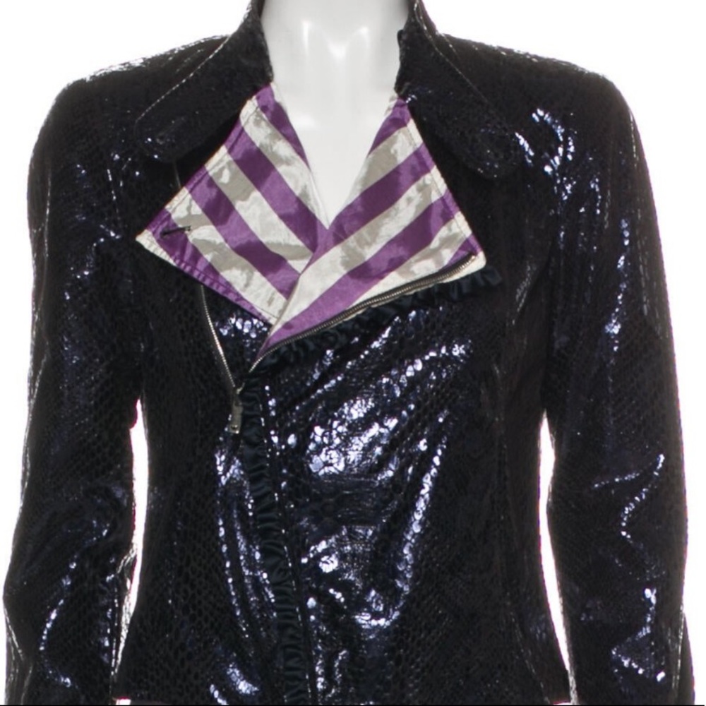 Emporio Armani Purple Biker Jacket Size Medium